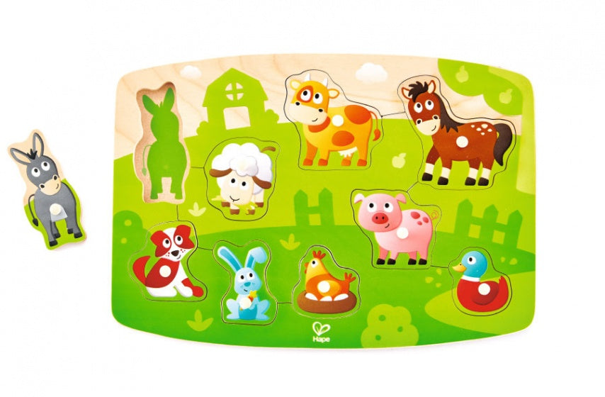 houten vormenpuzzel boerderij 10-delig