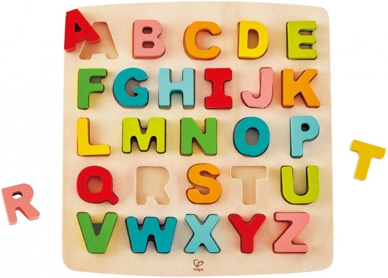 houten vormenpuzzel Alfabet hoofdletters junior 27-delig