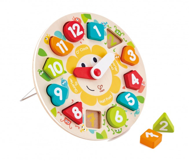 houten vormenpuzzel Klok lezen junior blank 13-delig