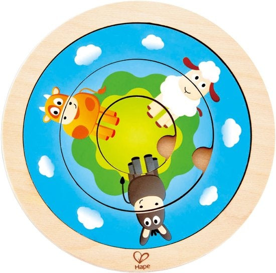 vormenpuzzel Spinning Farm junior 20 cm hout 4 stukjes