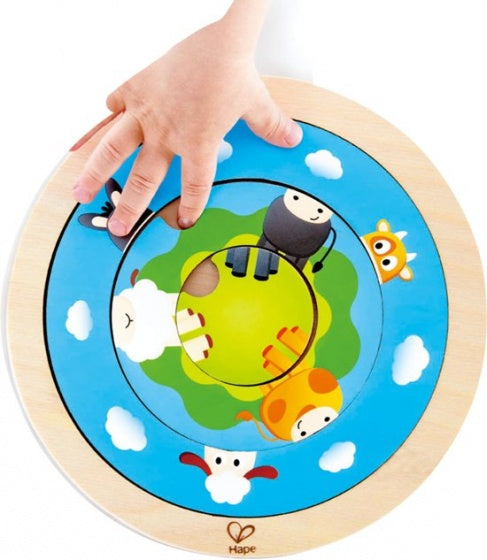 vormenpuzzel Spinning Farm junior 20 cm hout 4 stukjes