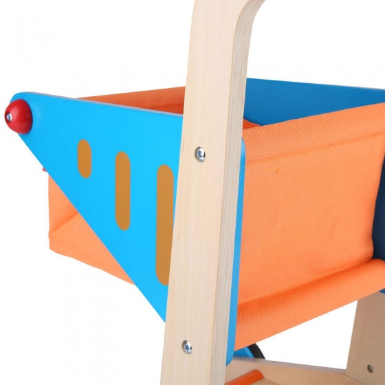 houten winkelwagen oranje/blauw 50