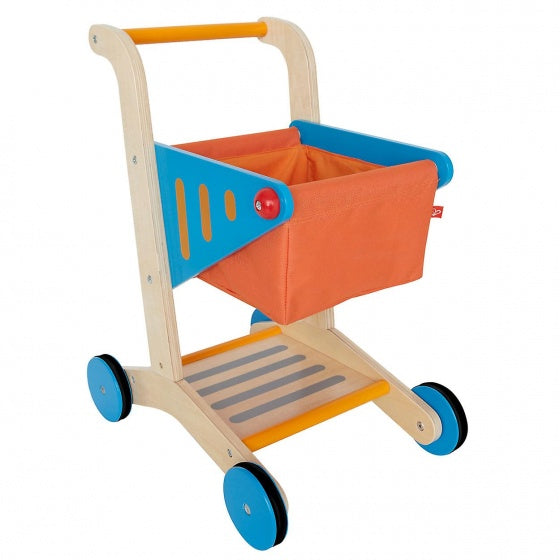 houten winkelwagen oranje/blauw 50