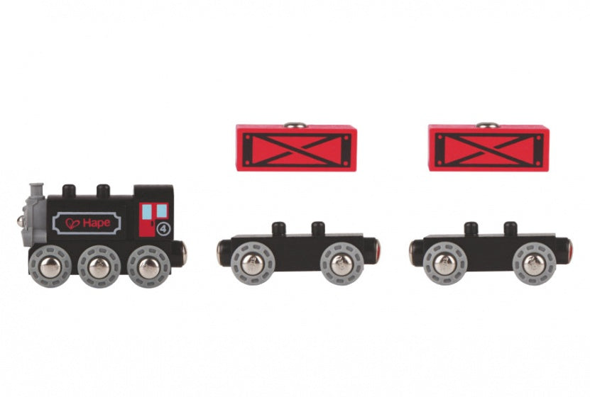 stoomtrein 5-delig zwart/rood
