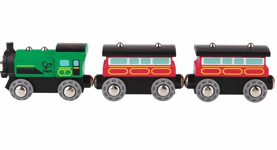 stoomtrein voor personen 3-delig groen/rood