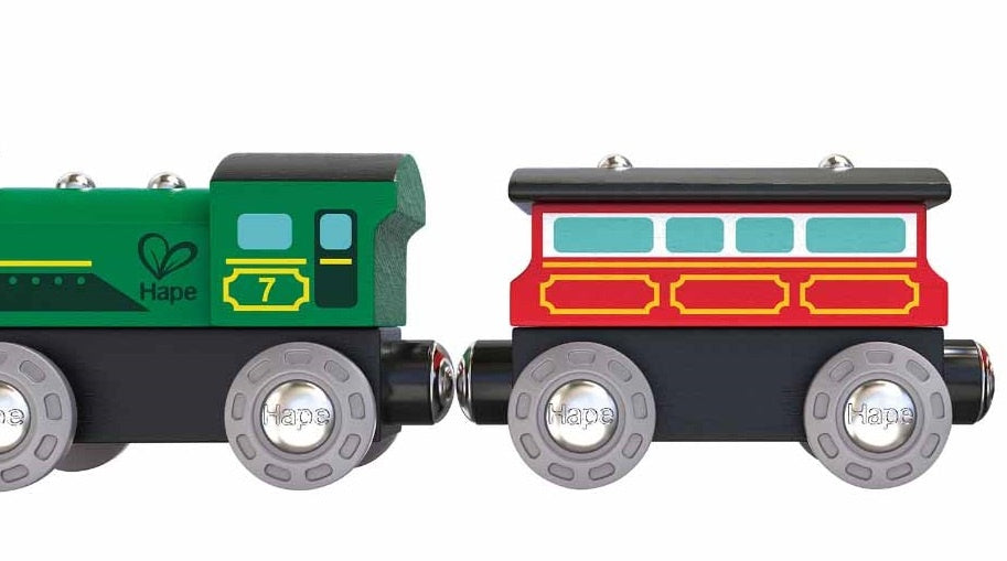stoomtrein voor personen 3-delig groen/rood