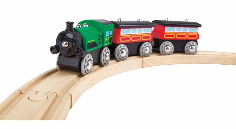 stoomtrein voor personen 3-delig groen/rood