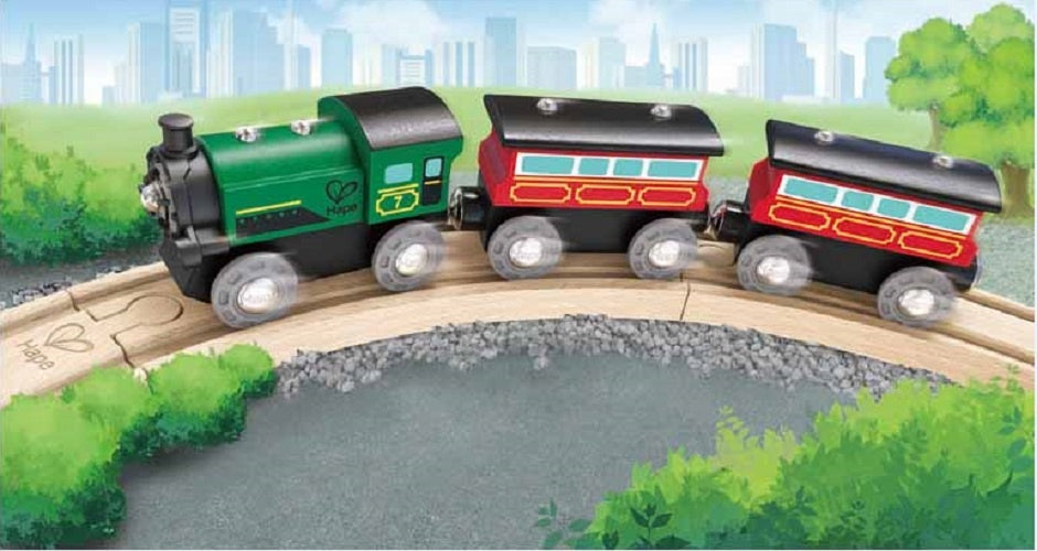 stoomtrein voor personen 3-delig groen/rood