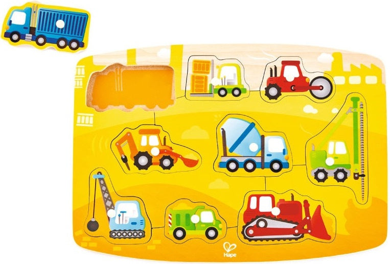 vormenpuzzel Bouwplaats junior hout 9 stukjes
