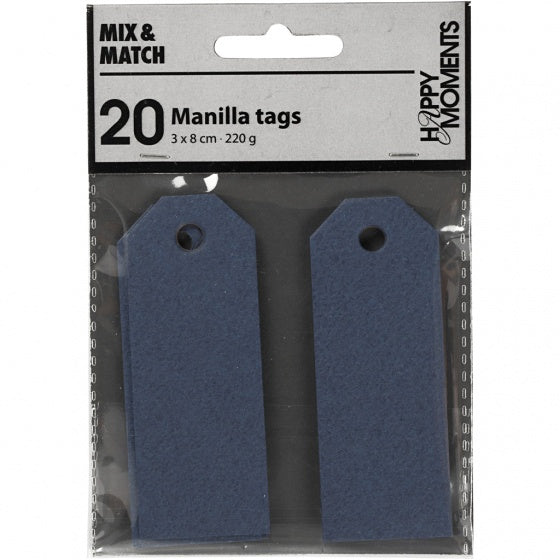 labels donkerblauw 3 x 8 cm karton 20 stuks