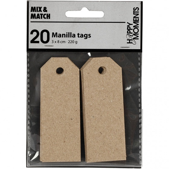 labels naturel 3 x 8 cm karton 20 stuks