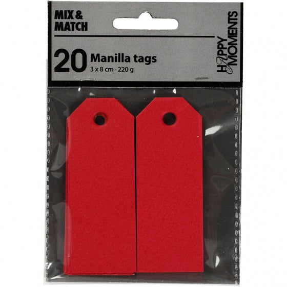 labels rood 3 x 8 cm karton 20 stuks