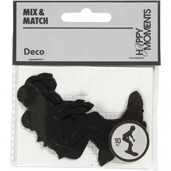silhouette skater zwart 56 x 67 mm 10 stuks