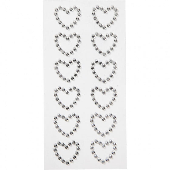 strasstenen zilver harten 23 x 21 mm 12 stuks