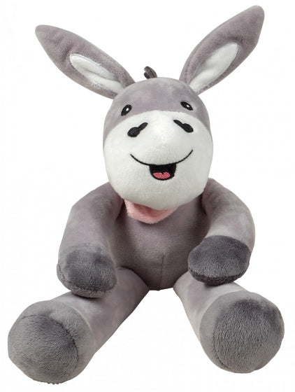 knuffelezel met bungelpoten grijs/roze 30 cm