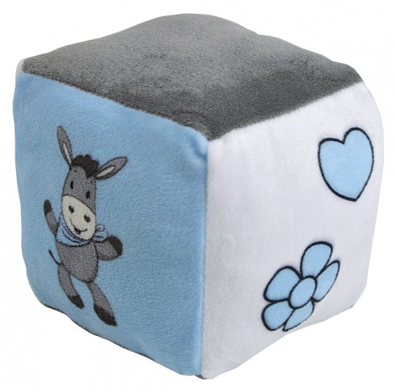 kubus junior 11 cm pluche blauw/grijs