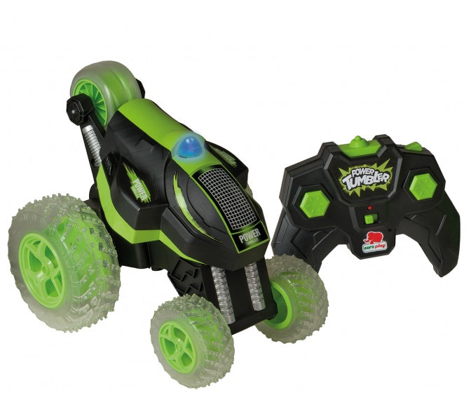 RC stuntauto met verlichting 17 cm zwart/groen