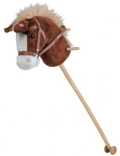 stokpaard bruin met geluid 90 cm
