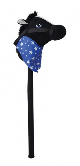 Stokpaardje met geluid zwart 68 cm