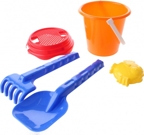 strandspeelgoed set in emmer 16 cm 5-delig oranje