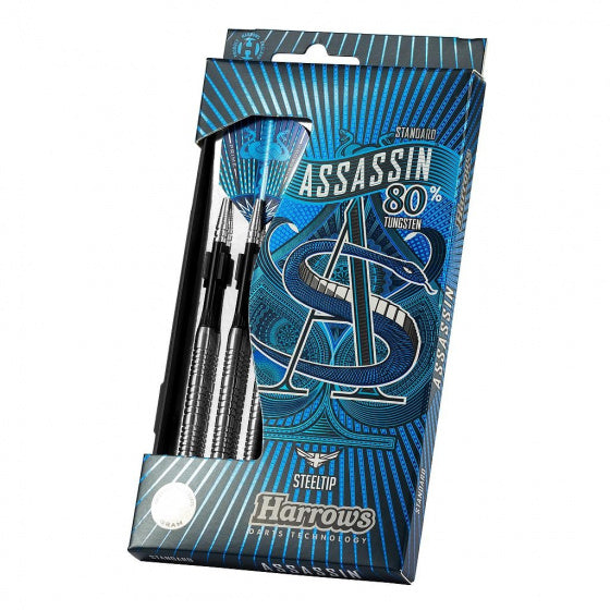 dartpijlen Assassin steeltip 80% gewicht 23 gram blauw