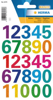 stickers cijfers glitter 25 stuks multicolor
