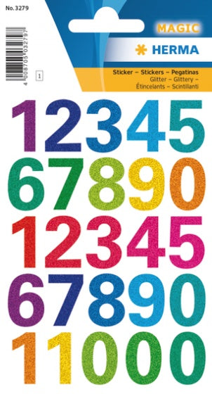 stickers cijfers glitter 25 stuks multicolor