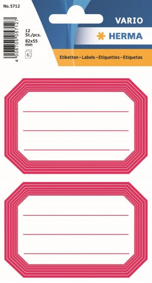 etiketten schrift 12 stuks 55 x 82 mm rood