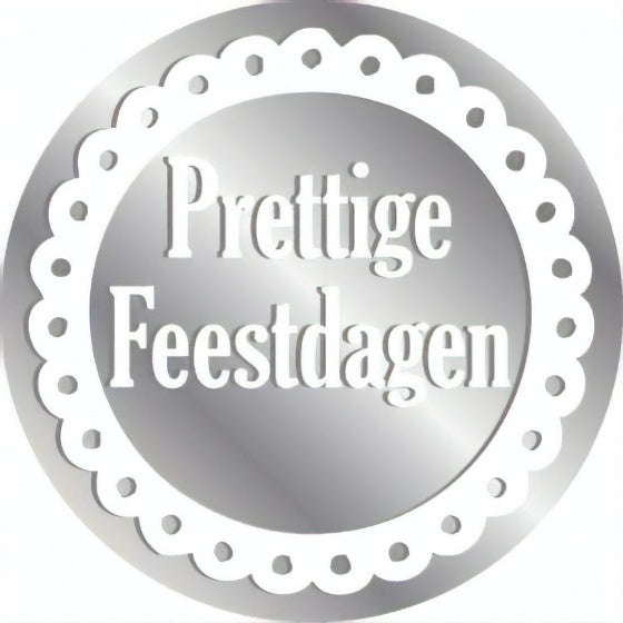 etiketten zilver ''Prettige Feestdagen'' 1000 stuks