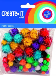 knutselset Create It - Pompoms Glitter 78 stuks