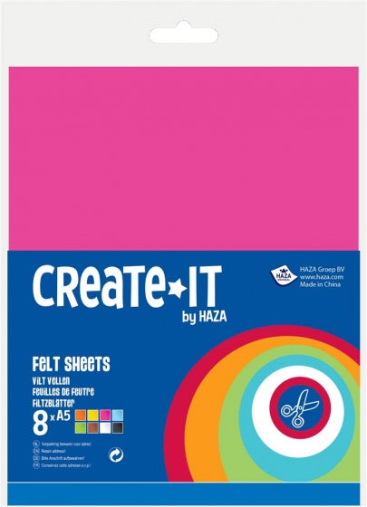 knutselvilt Create It 148 x 210 mm 8 vellen multicolor