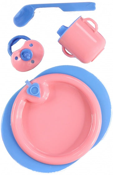 babypop verzorgingsset 4-delig roze/blauw