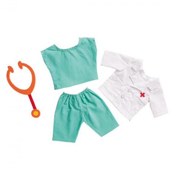doktersuniform 4-delig voor poppen van 35-45 cm