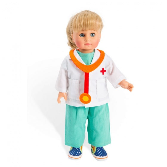 doktersuniform 4-delig voor poppen van 35-45 cm