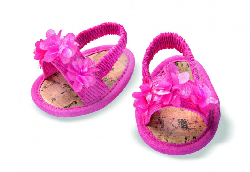 Poppensandalen bloemen roze 38-45 cm