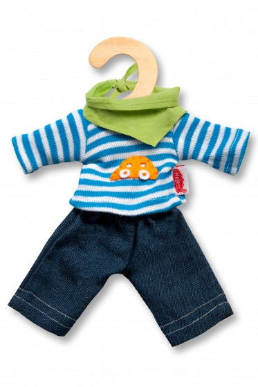 poppensetje 3-delig voor pop van 20-25 cm blauw/groen