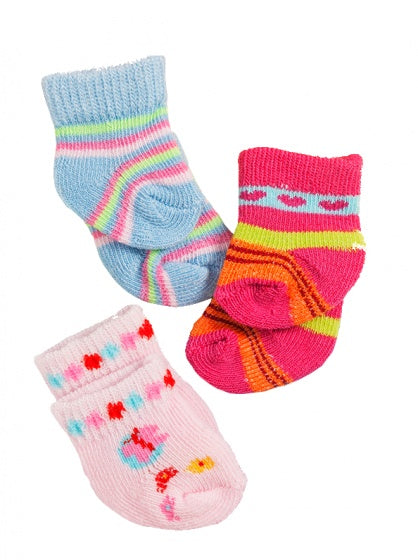 poppensokken 3 paar 28-35 cm roze