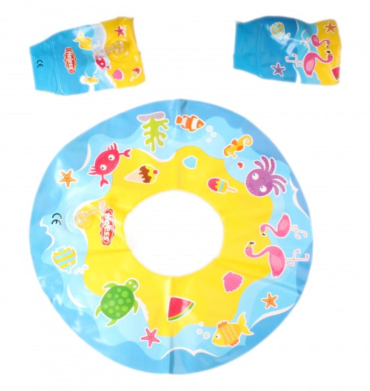 Poppenzwemband en zwemvleugels blauw 35-45 cm