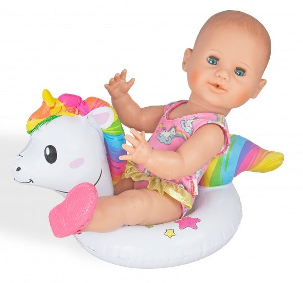 roze zwemset eenhoorn voor poppen van 35-45 cm 3-delig