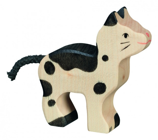 Houten Boerderij: Kleine Kat Zwart Met Wit
