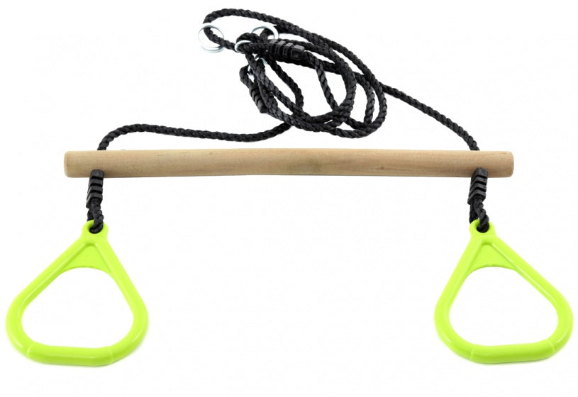 ringtrapeze hout 150 cm bruin/lime