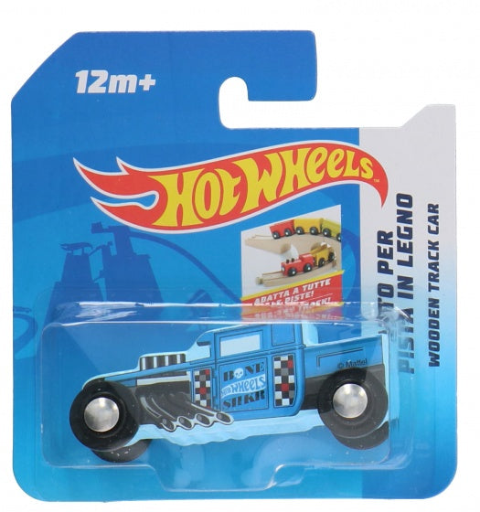 houten auto Free Wheel 9 x 3 cm blauw (E)