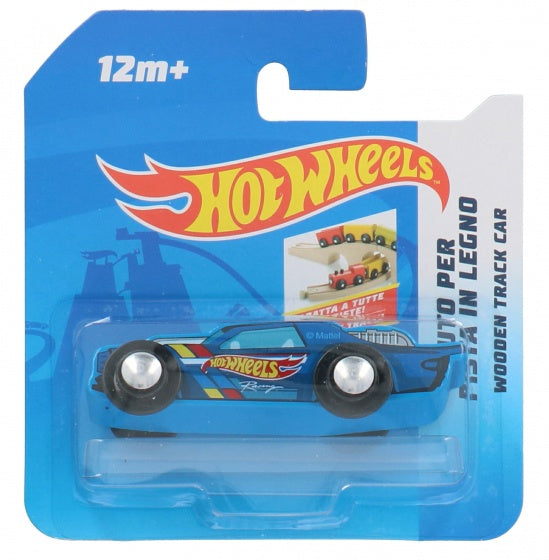 houten auto Free Wheel 9 x 3 cm blauw (H)