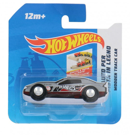 houten auto Free Wheel 9 x 3 cm grijs (J)