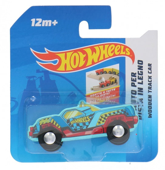 houten auto Free Wheel 9 x 3 cm lichtblauw (K)
