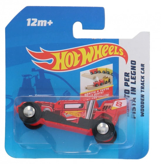 houten auto Free Wheel 9 x 3 cm rood (D)
