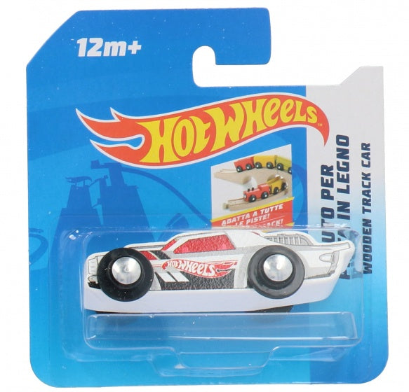 houten auto Free Wheel 9 x 3 cm wit (B)