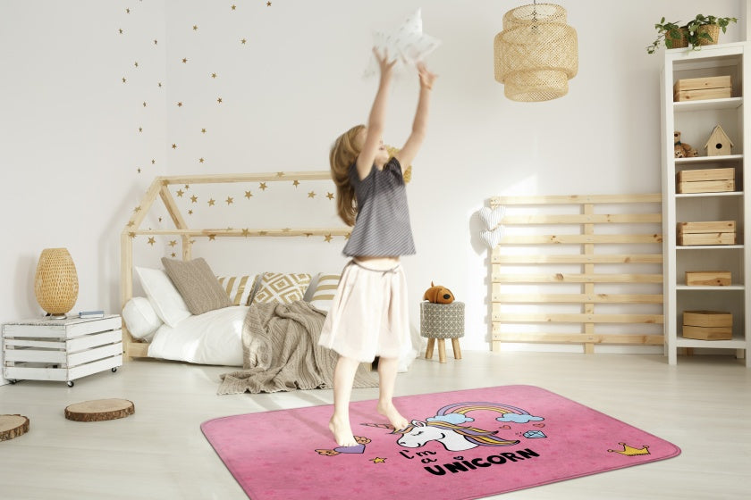 vloerkleed I'm a unicorn 100 x 150 cm roze