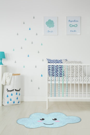 vloerkleed wolkje 60 x 100 cm lichtblauw