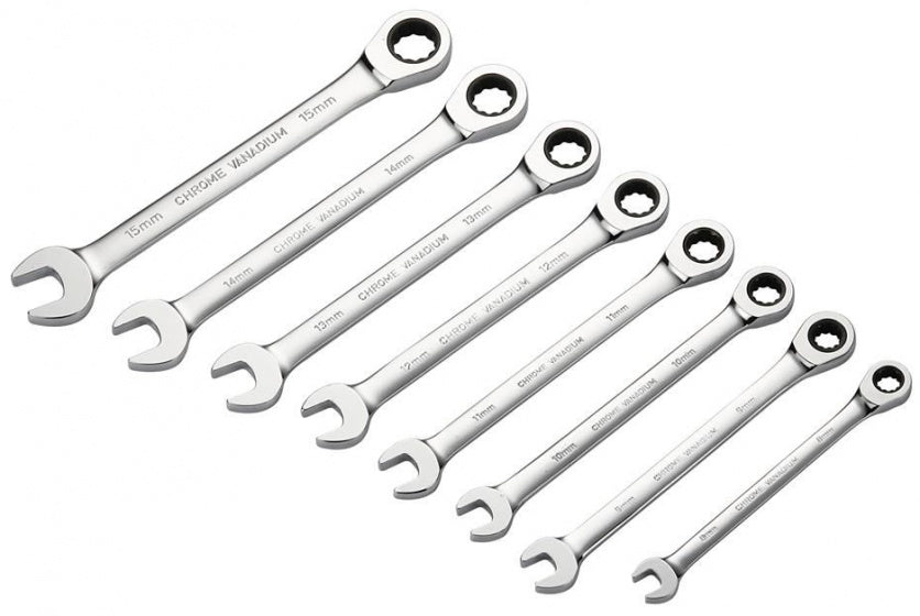 steek-/ratelsleutelset staal/polyester zwart 9-delig